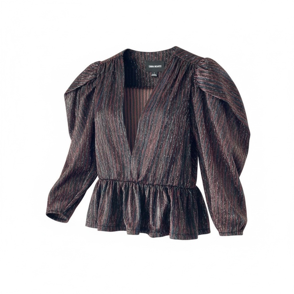 Sabina Musayev Metallic Striped Blouse Red & Black Size L